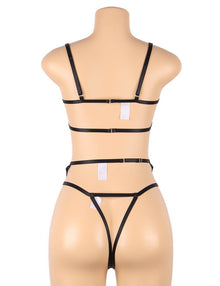 Bras YesX YX867 Embroidered Bra, Garter & Thong Set – Black