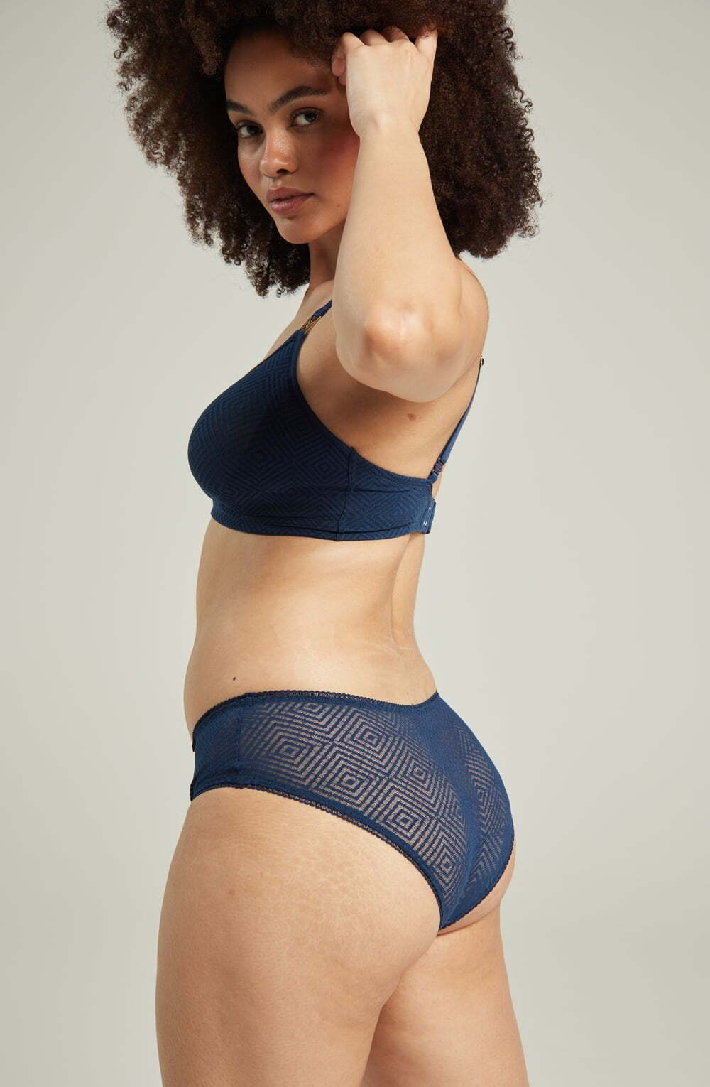 Briefs & Thongs The Sheer Deco Hipster Brief Navy