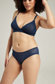Briefs & Thongs The Sheer Deco Hipster Brief Navy