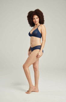 Briefs & Thongs The Sheer Deco Hipster Brief Navy