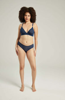 Briefs & Thongs The Sheer Deco Hipster Brief Navy