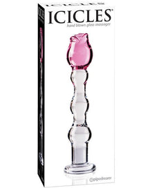 Dildos Icicles No. 12 Hand-Blown Glass Massager - Clear with Rose Tip