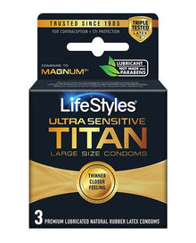 Lifestyles Ultra Sensitive Titan extra-thin condoms 3 pack