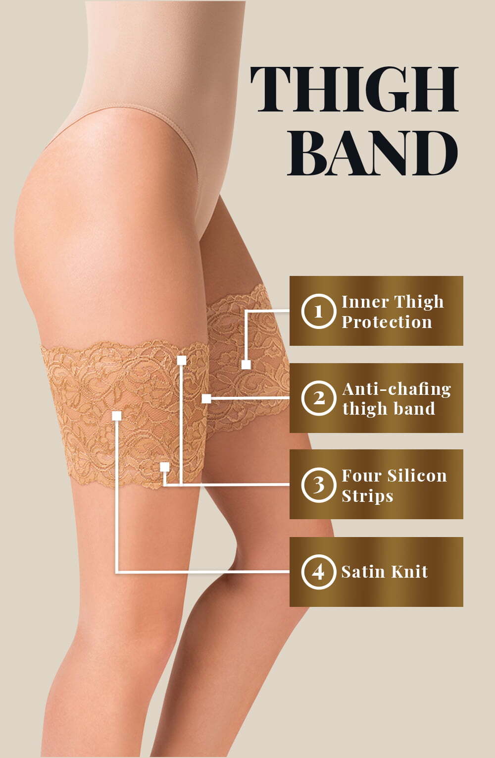 Hosiery Gabriella Lace Thigh Band 509 Beige