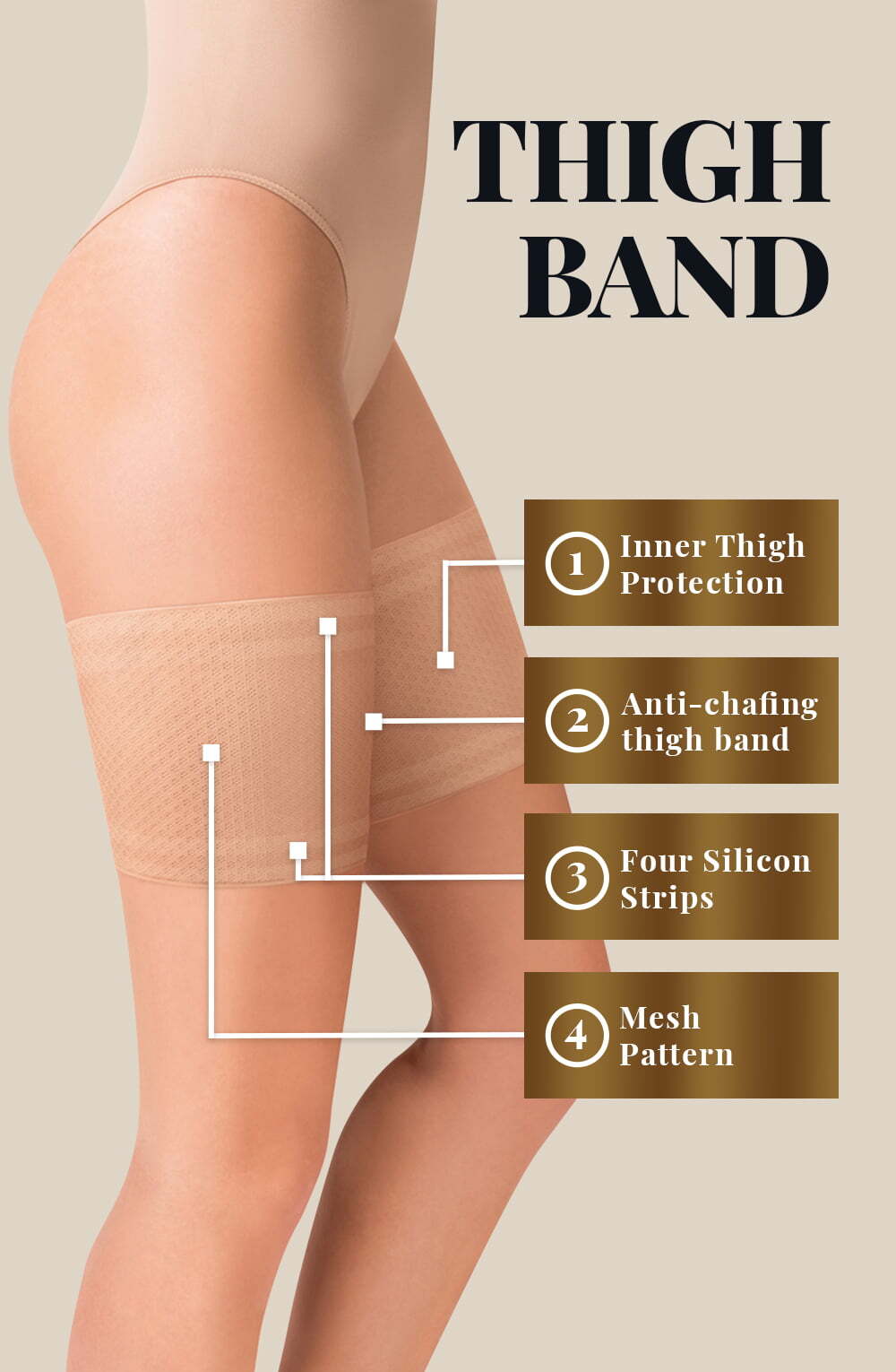 Hosiery Gabriella Mesh Thigh Band 511 Beige