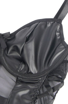 Lingerie Sets YesX YX890 Black Faux Leather Look & Mesh