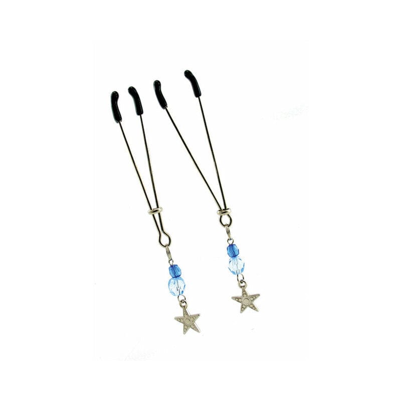 NIPPLE CLAMPS AND TWEEZERS Sex Kitten Tweezer Clamps Star Blue