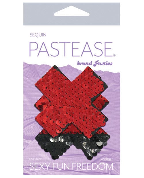 Pasties Pastease Premium Color Changing Flip Sequins Cross - Red/Black O/S