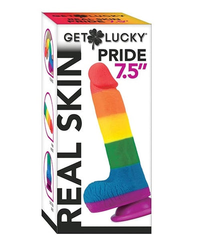 Get Lucky Real Skin Pride 7.5" Suction-Cup Dildo - Rainbow