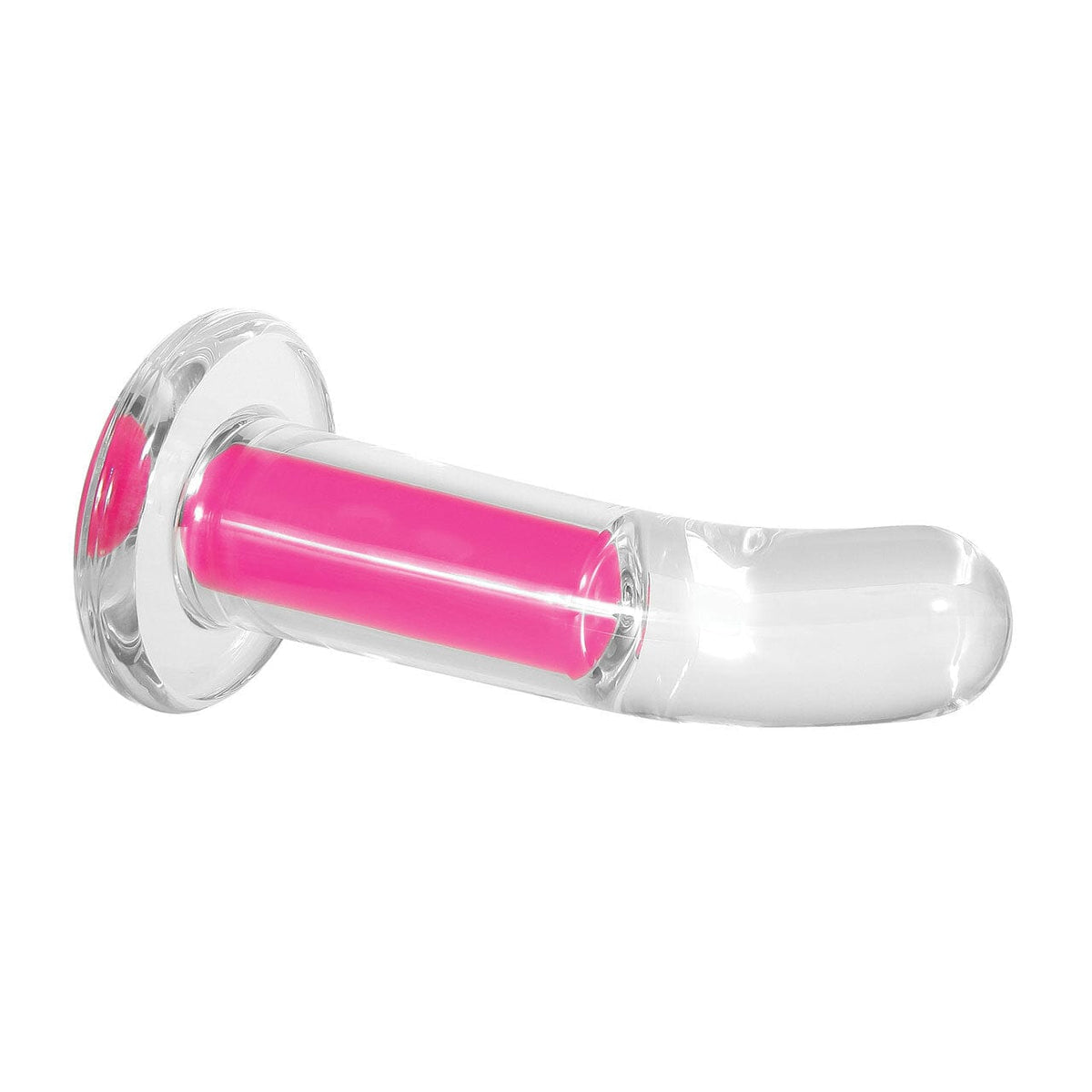 Rechargable Crystal Clear Curved Remote Vibrator - Pink