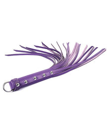 Whips Spartacus Leather Strap Whip – Purple 20-Inch Flogger with Studded Handle