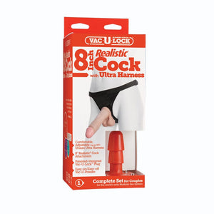 Sex Supply Shop Harnesses Vac-U-Lock 8in Classic Dong w/Ultra Harn
