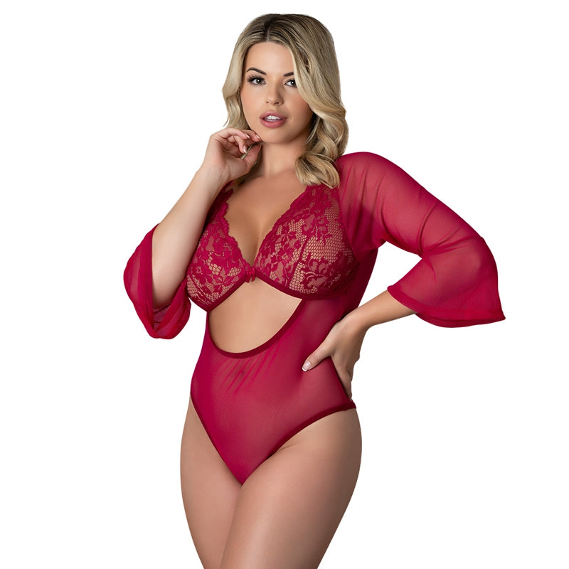 MS Black Cherry 3/4 Sleeve Playsuit Ch Q