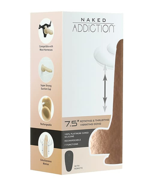 Suction Cup Naked Addiction The Freak 7.5" Rotating & Thrusting Vibrating Dong - Ivory