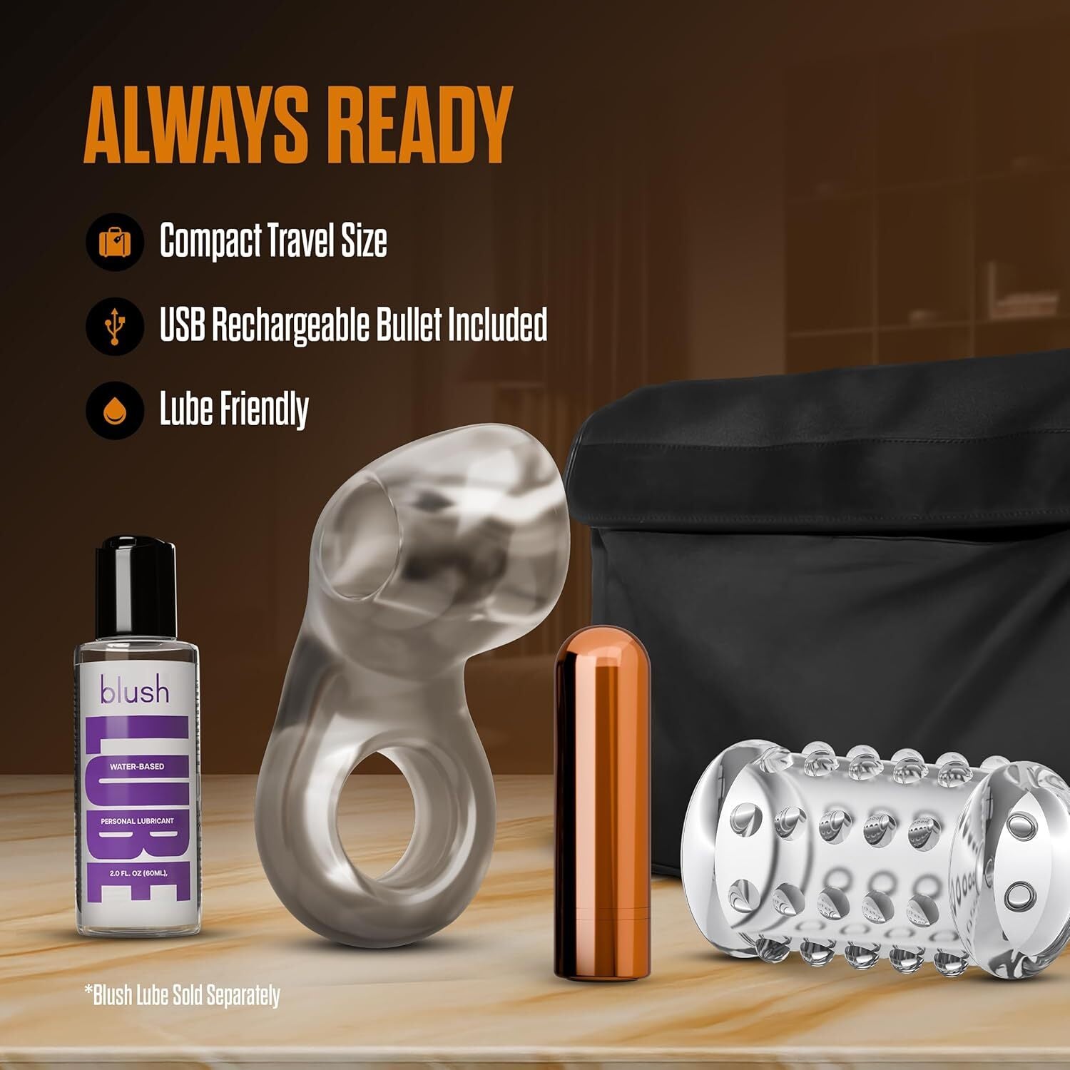 Stay hard vibrating cock ring set w/sleeve