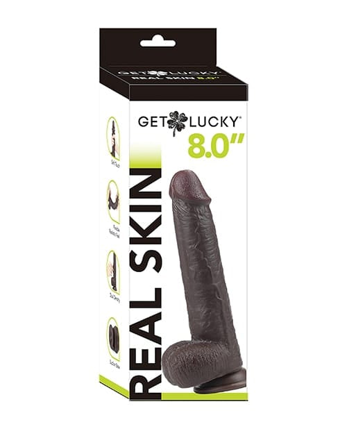 Realistic Get Lucky 8.0" Real Skin Series - Dark Brown