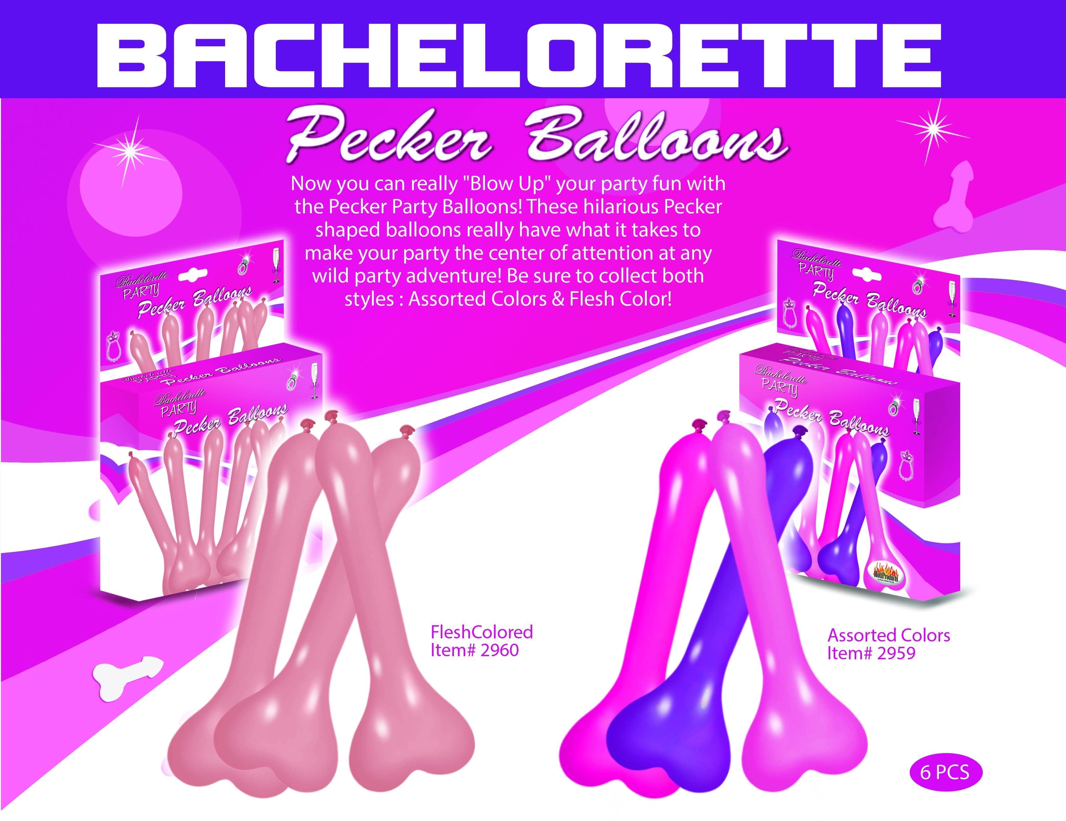 Adult Party Supplies Pecker balloons asst 6pc box