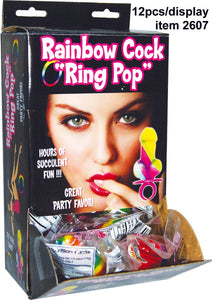 Adult Party Supplies Rainbow ring pop display 12pc