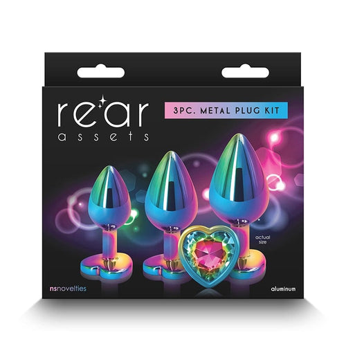 Anal - Kits Rear Assets 3pc Plug Kit Rainbow Heart