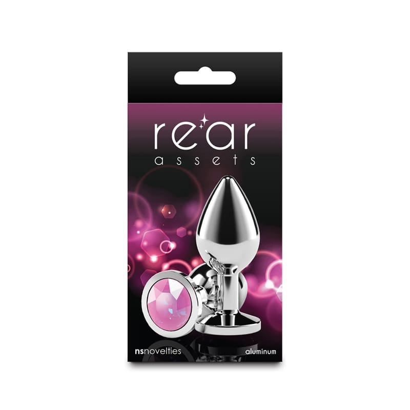 Anal - Plugs and Probes non vibrating Rear Assets Silver Medium Pink Gem