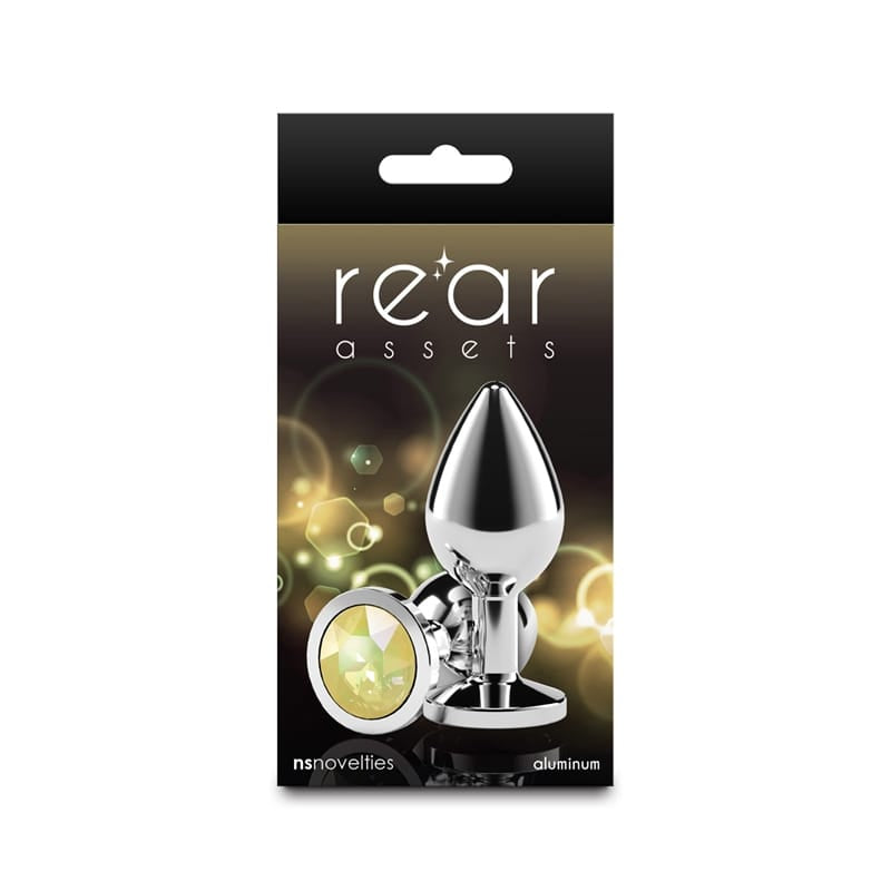 Anal - Plugs and Probes non vibrating Rear Assets Silver Medium Yellow Gem