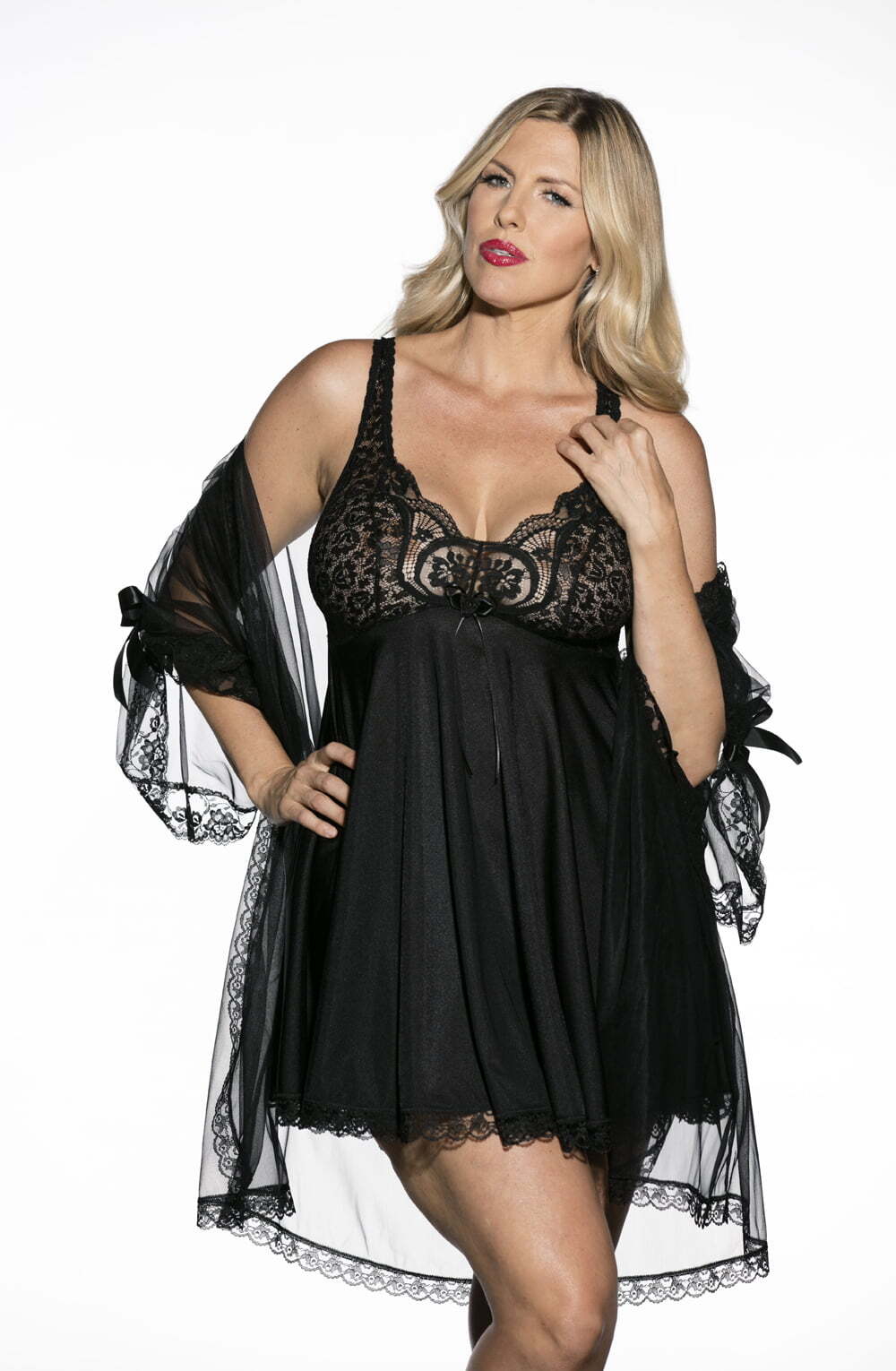 Babydolls Shirley of Hollywood X3595 Black 3 Piece Babydoll