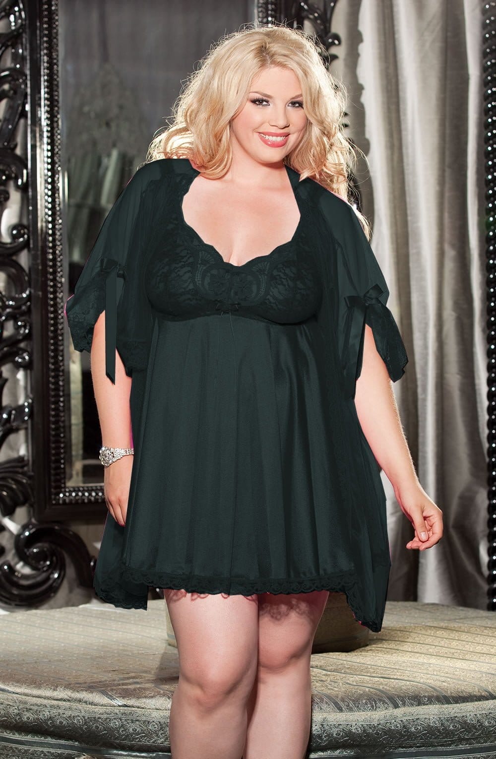 Babydolls Shirley of Hollywood X3595 Black 3 Piece Babydoll