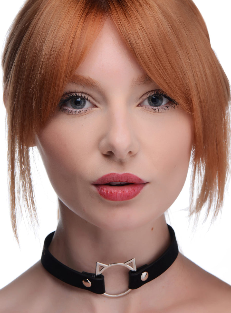 Beginner Bondage Kinky Kitty Ring Slim Choker - Black