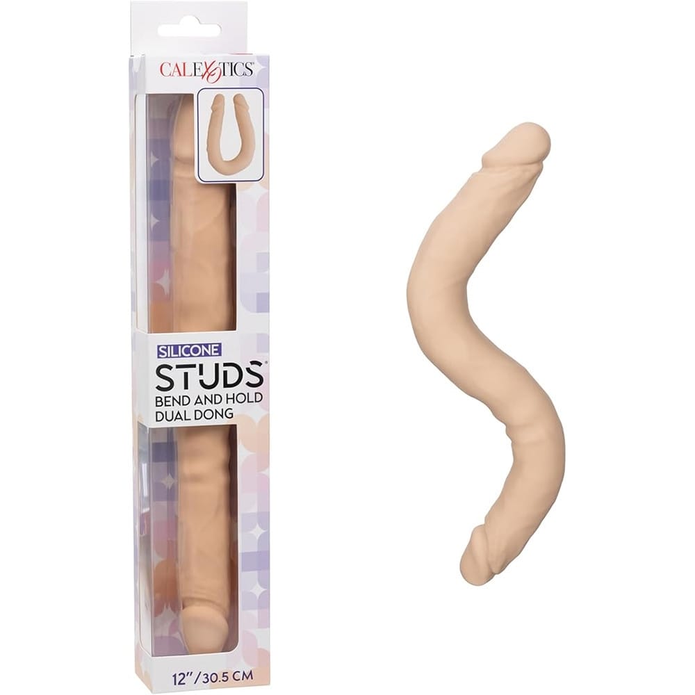 Bendable Dildos CalExotics Silicone Studs 12" Bend-and-Hold Dual-Ended Dildo - Ivory