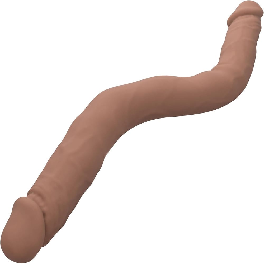 Bendable Dildos Silicone Studs Bend and Hold Dual Dong 12 Inch - Brown