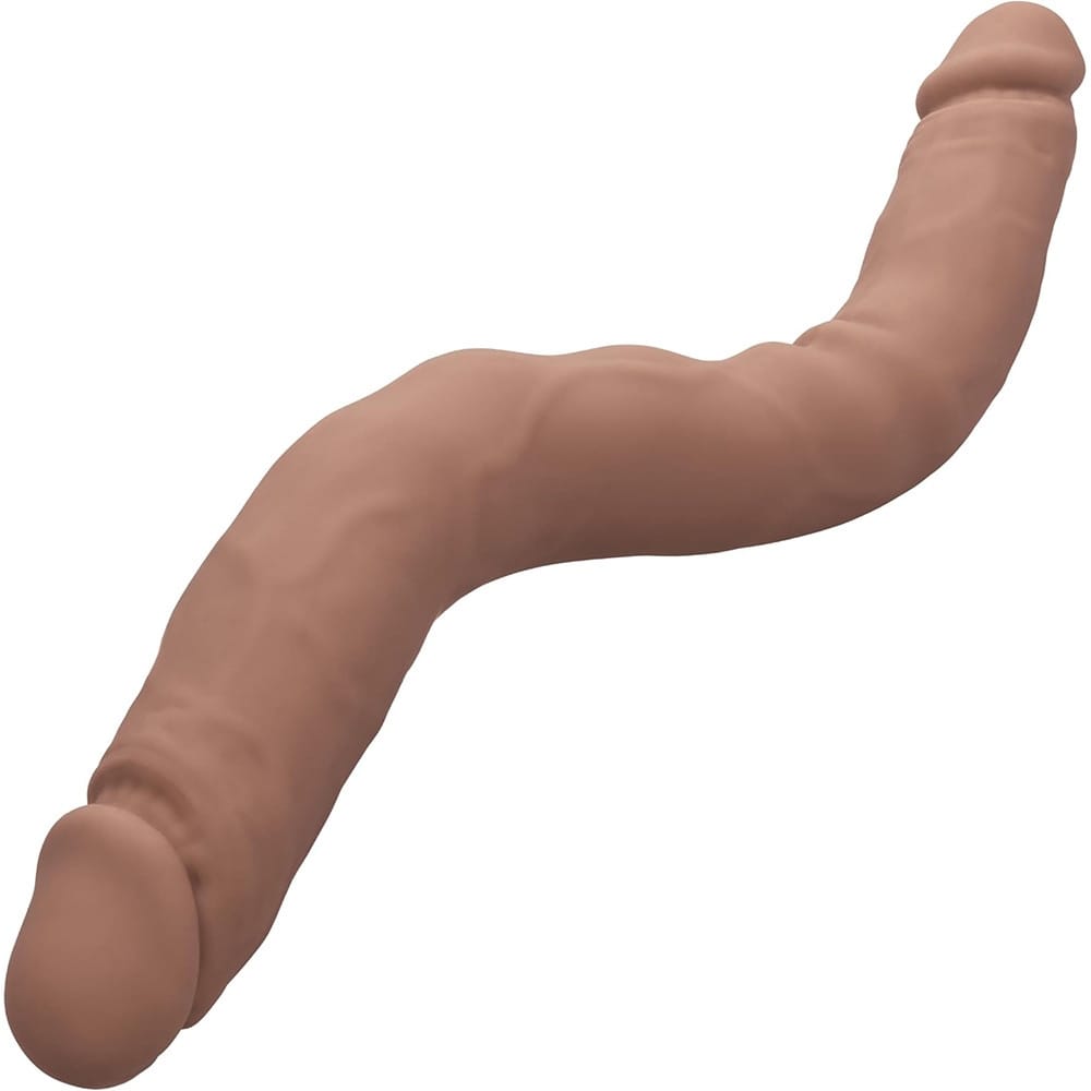Bendable Dildos Silicone Studs Bend and Hold Dual Dong 16 Inch - Brown