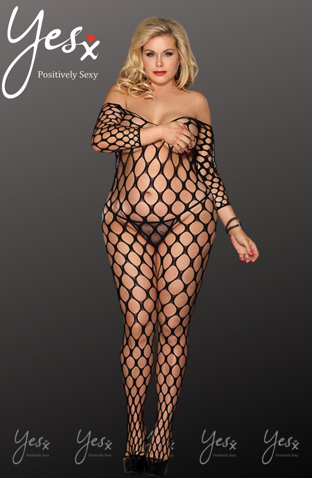 Bodystocking BLACK / ONE SIZE (PLUS) YesX YX811Q Bodystocking