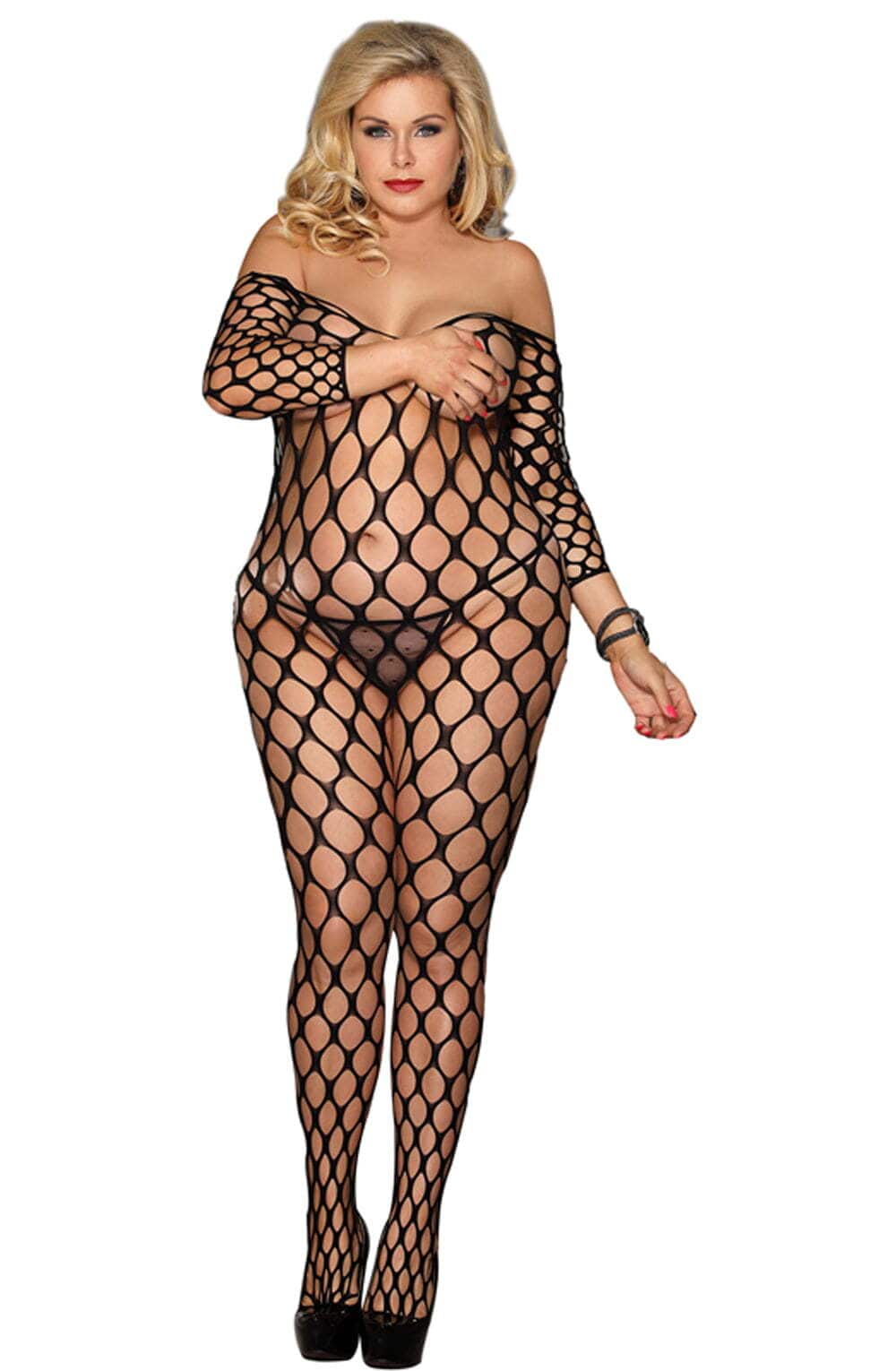Bodystocking BLACK / ONE SIZE (PLUS) YesX YX811Q Bodystocking