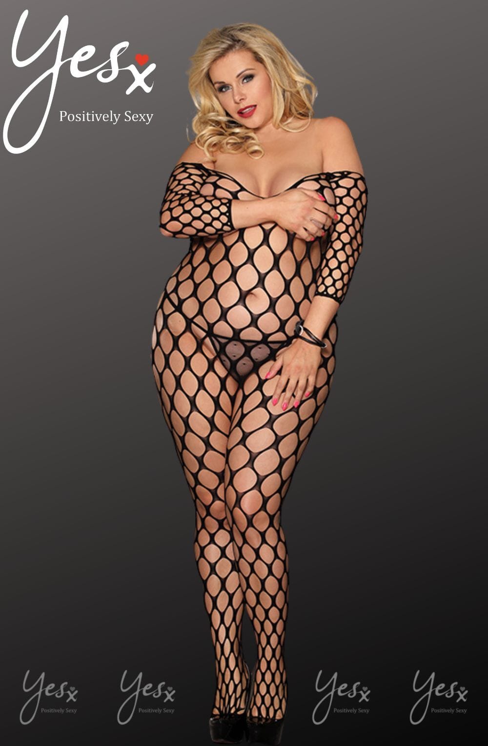 Bodystocking BLACK / ONE SIZE (PLUS) YesX YX811Q Bodystocking