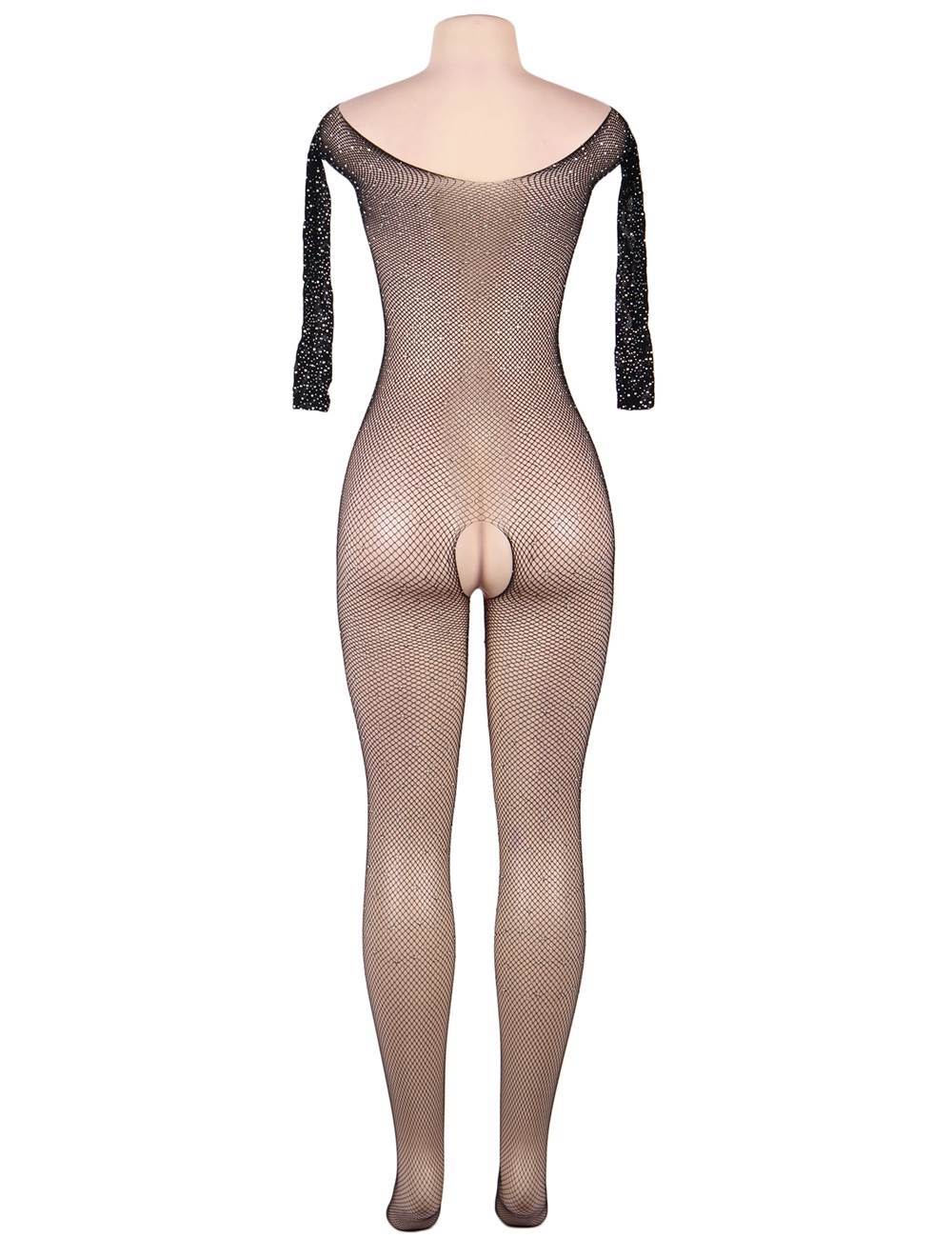 Bodystocking BLACK / 3XL/5XL YesX YX864Q Fishnet Sparkly Bodystocking Up To 5XL