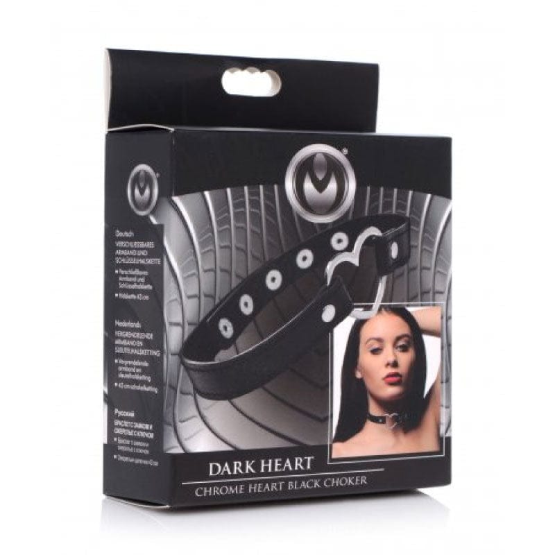BONDAGE, FETISH & KINK Dark Heart Chrome Heart Choker Black