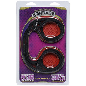 BONDAGE, FETISH & KINK Japanese Style Bondage Cotton Cuffs Blk