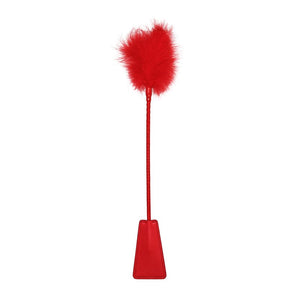 BONDAGE, FETISH & KINK Ouch Dual-End Crop W/Feather Tickler Red