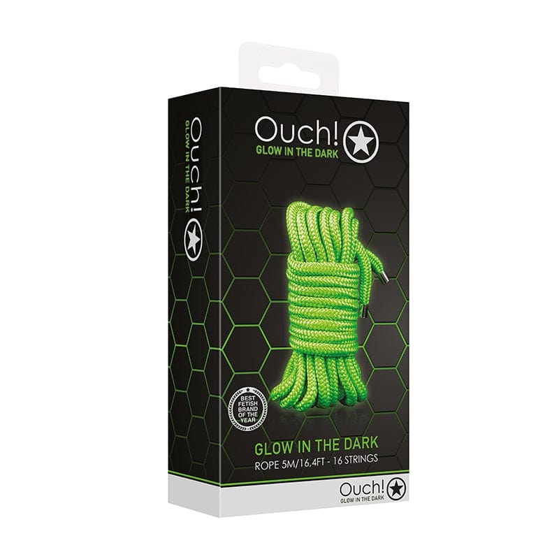 BONDAGE, FETISH & KINK Ouch GITD Rope 5m / 16ft Neon Green
