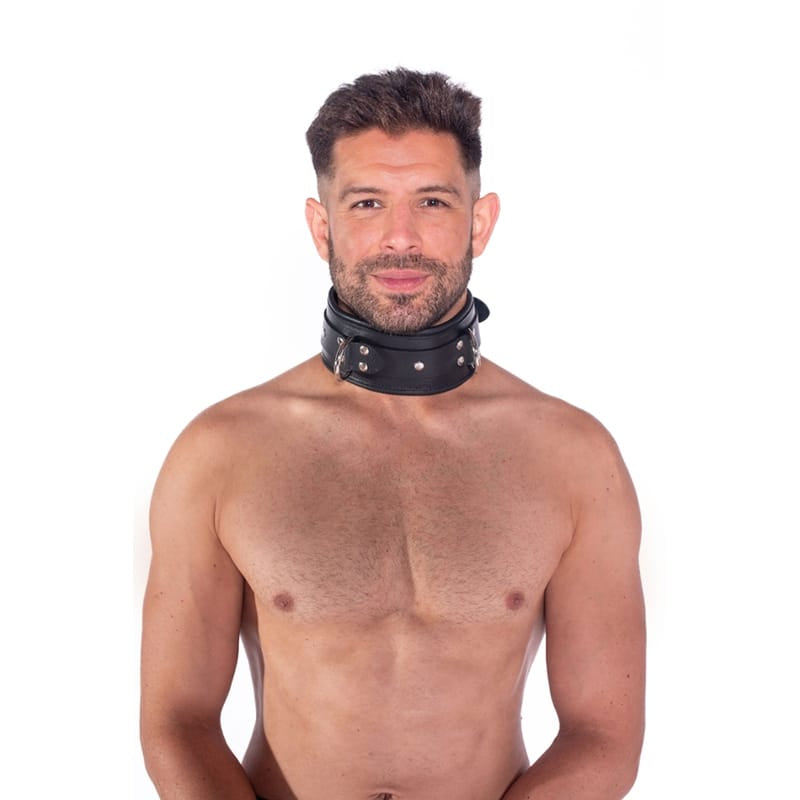 BONDAGE, FETISH & KINK Prowler RED Leather Lockable Collar LXL
