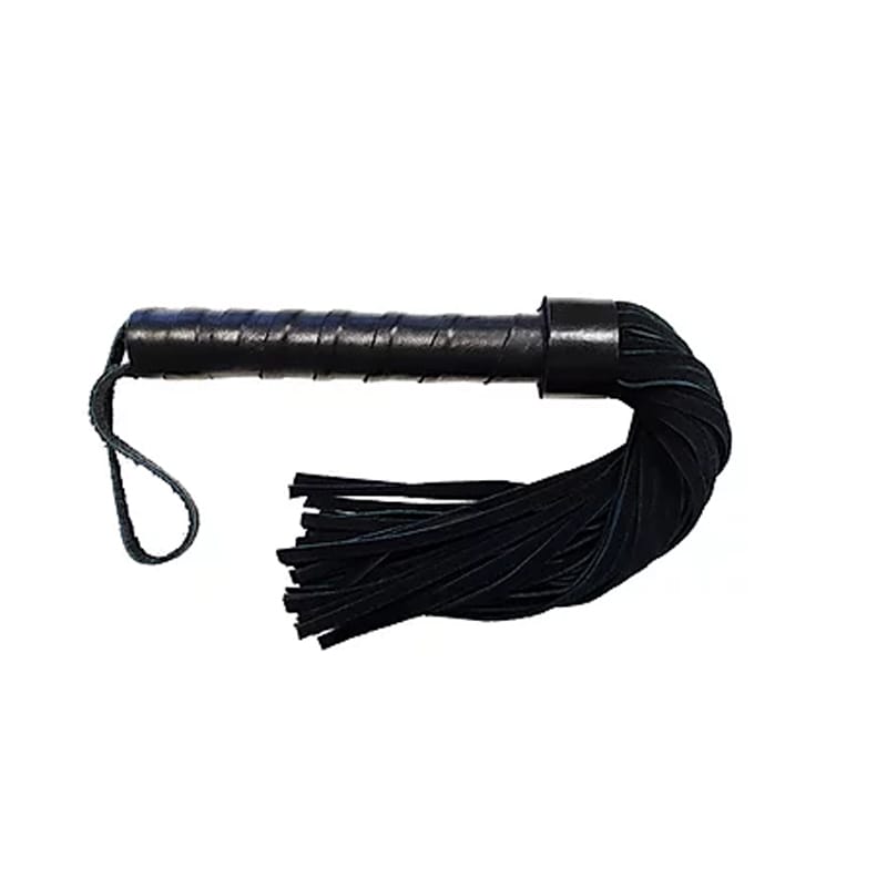 BONDAGE, FETISH & KINK Short Suede Flogger Leather Handle BLK