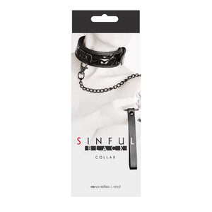 BONDAGE, FETISH & KINK Sinful Vinyl Collar Black