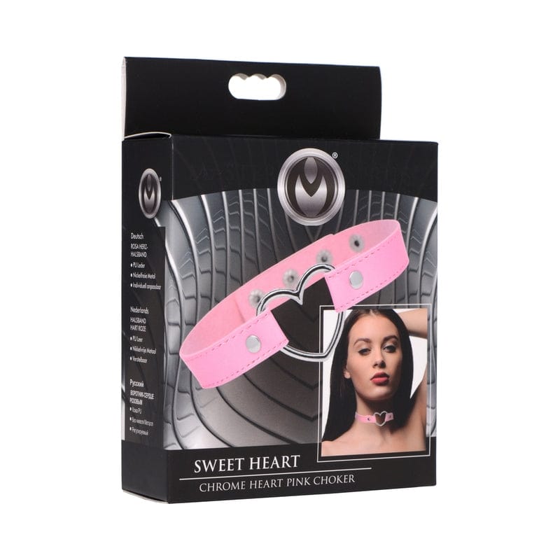 BONDAGE, FETISH & KINK Sweet Heart Chrome Heart Choker Pink