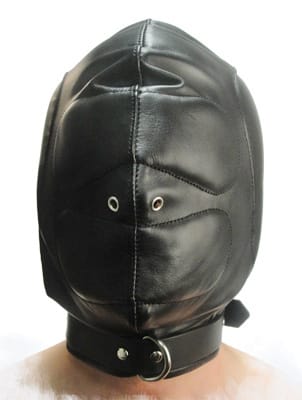 Bondage Gear Padded Leather Hood - MediumLarge