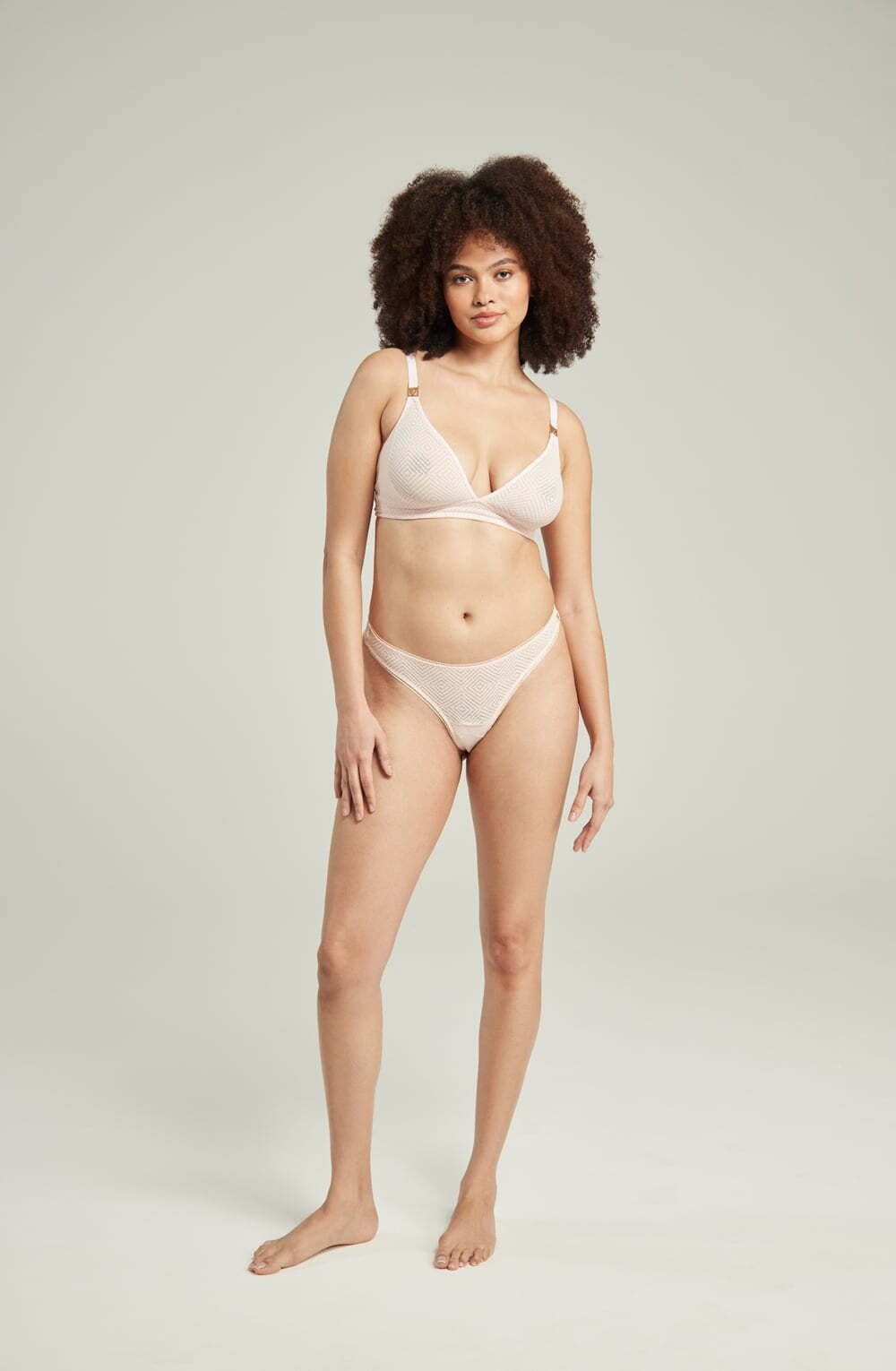 Briefs & Thongs The Sheer Deco Barely There Thong Blush Pink