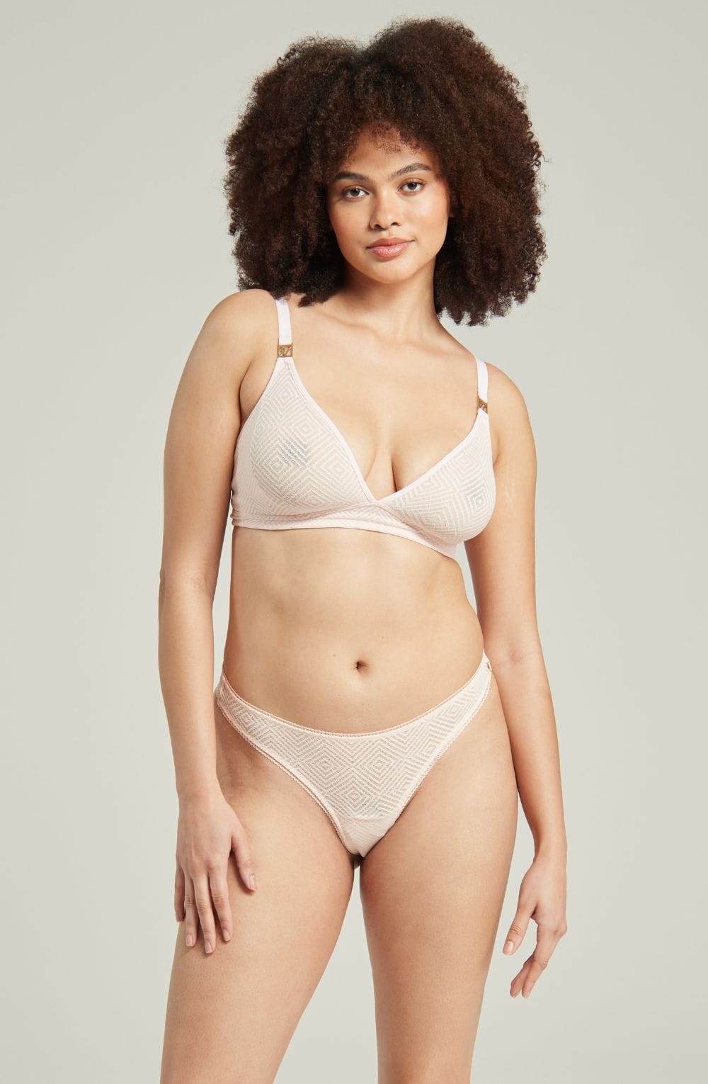 Briefs & Thongs The Sheer Deco Barely There Thong Blush Pink