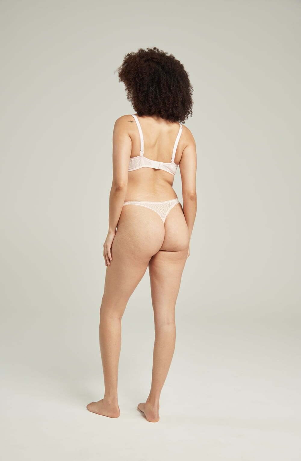 Briefs & Thongs The Sheer Deco Barely There Thong Blush Pink