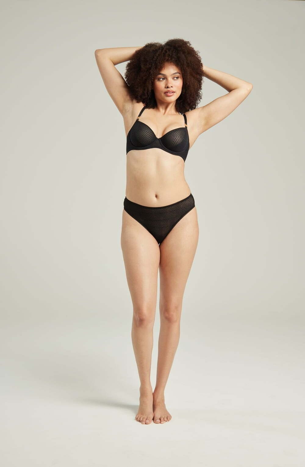 Briefs & Thongs The Sheer Deco High Leg Brief Black