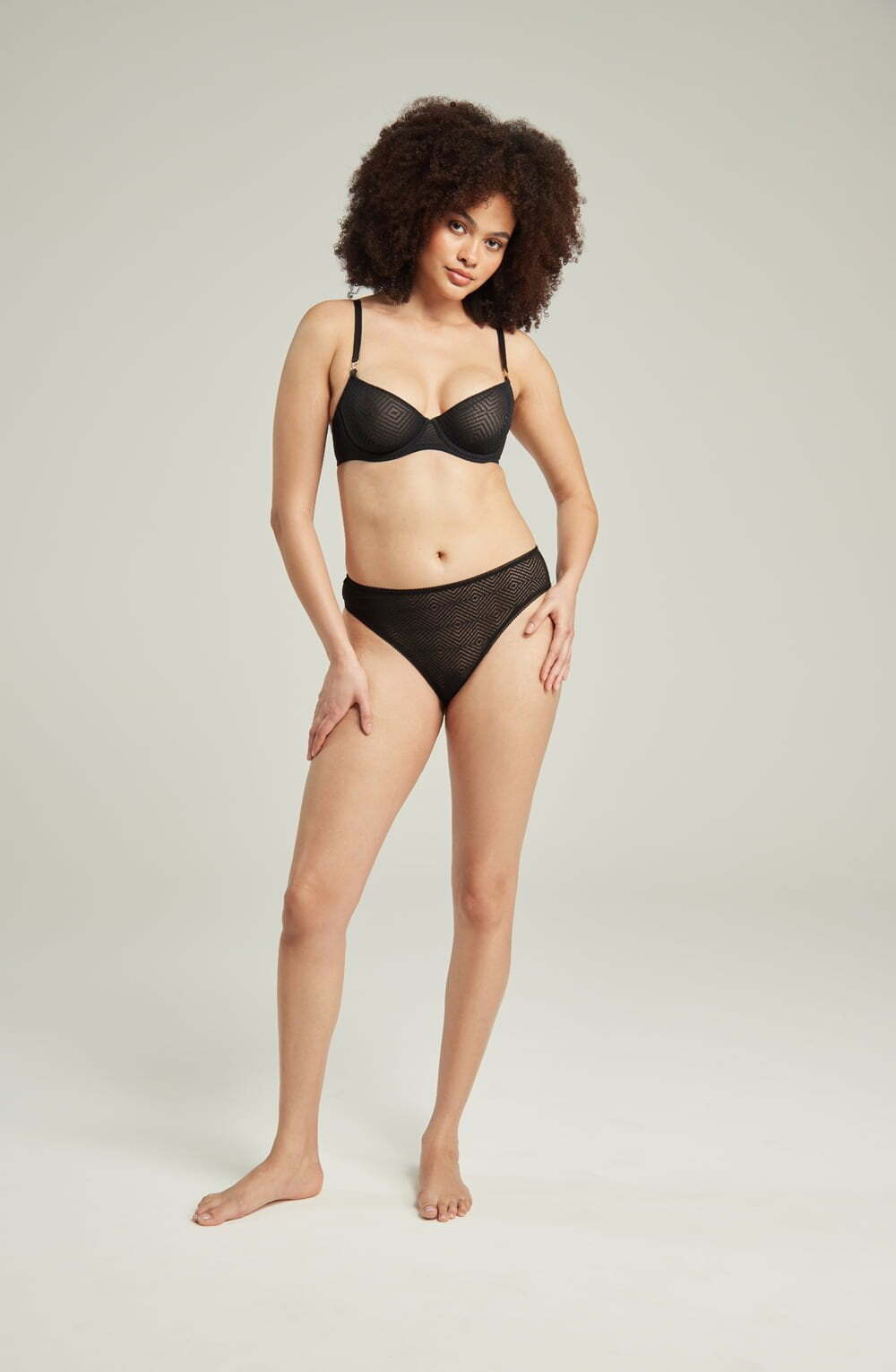 Briefs & Thongs The Sheer Deco High Leg Brief Black