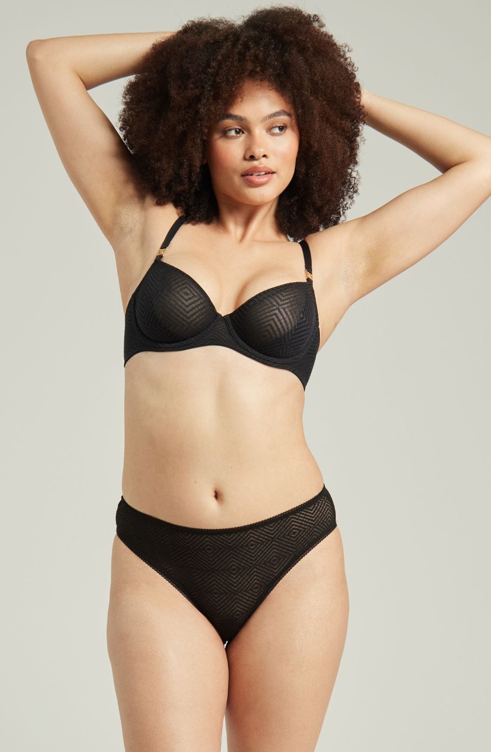 Briefs & Thongs The Sheer Deco High Leg Brief Black